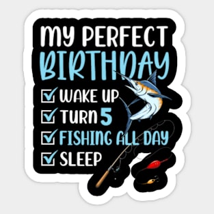 5 Year Old Fishing Birthday Party 5th Boy Bday Five Sticker